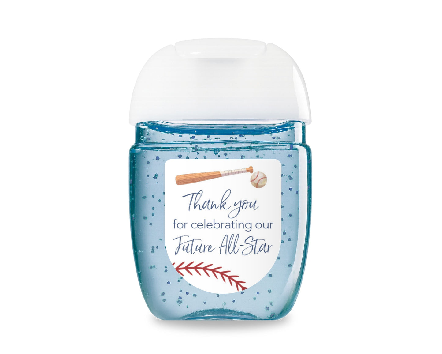 30 Pack PocketBac 1 oz Mini Hand Sanitizer Labels for Baseball All-Star Baby Shower