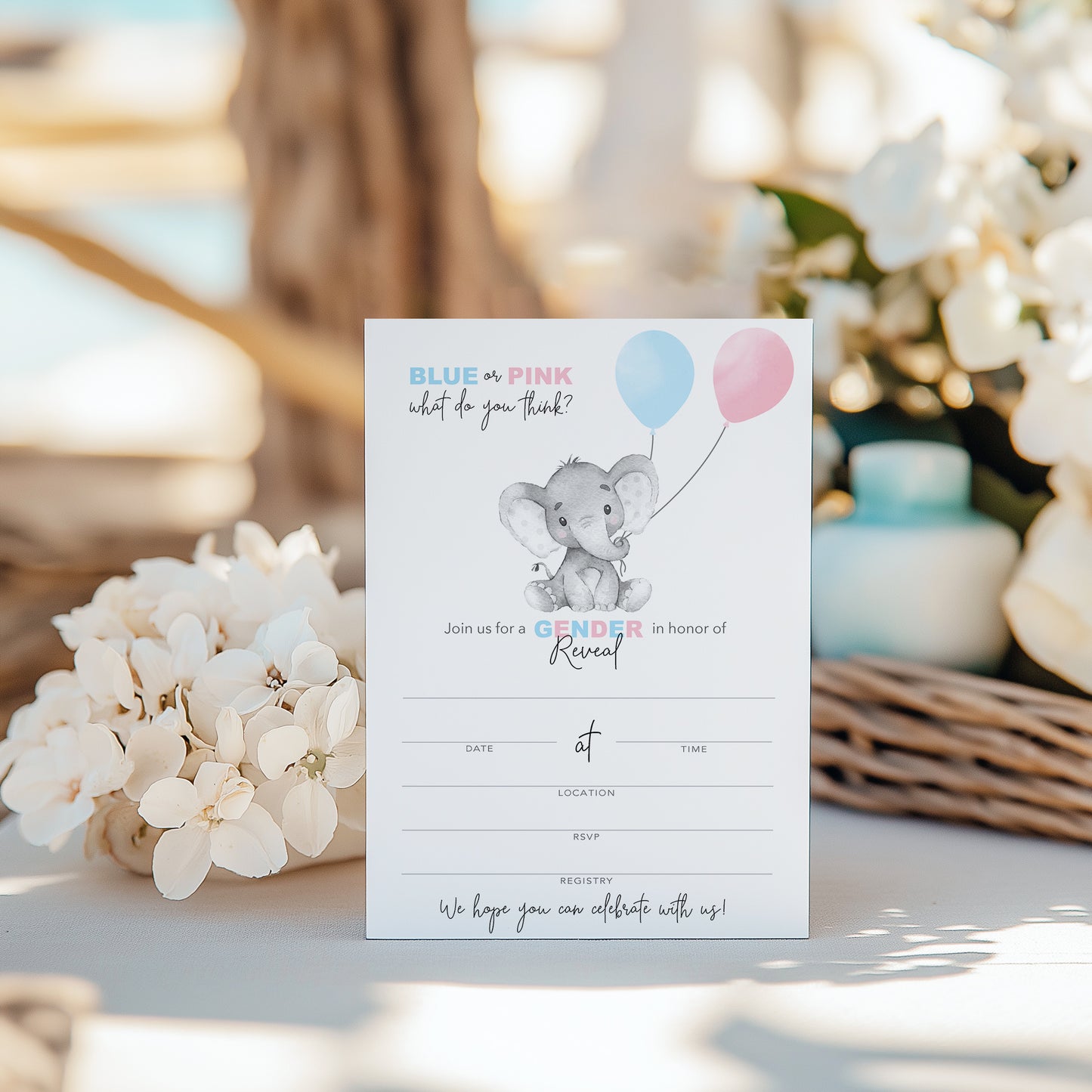 Gender Reveal Baby Shower Party Invitations — Pack of 25