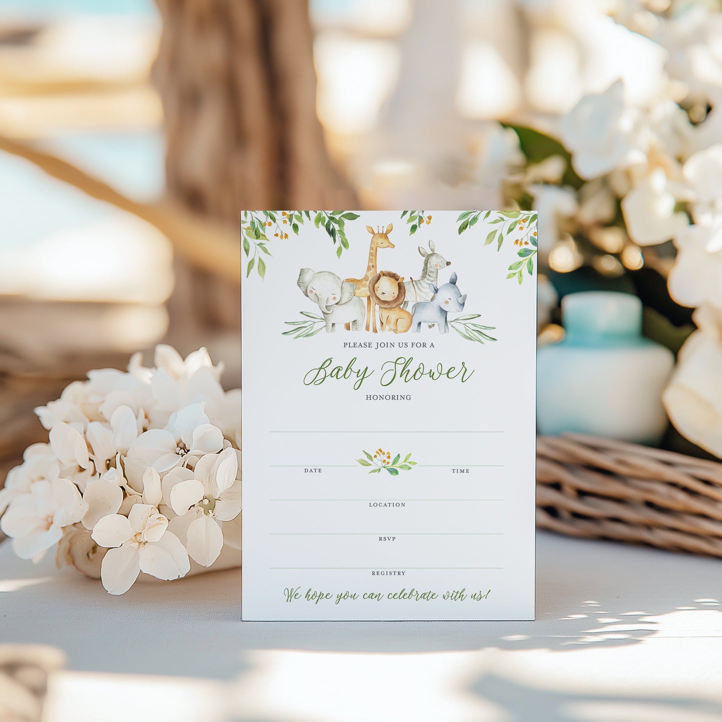 Safari Animals Baby Shower Invitations • SET of 25