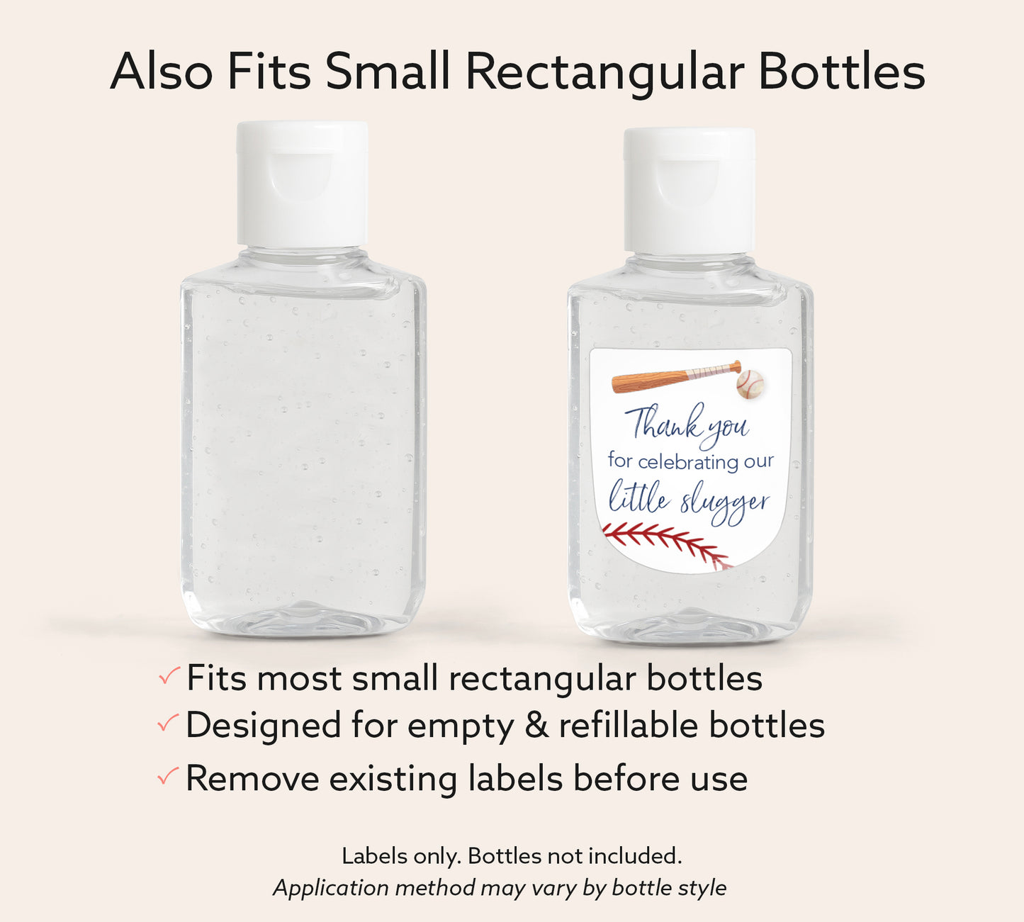 30 Pack PocketBac 1 oz Mini Hand Sanitizer Labels for Baseball Baby Shower