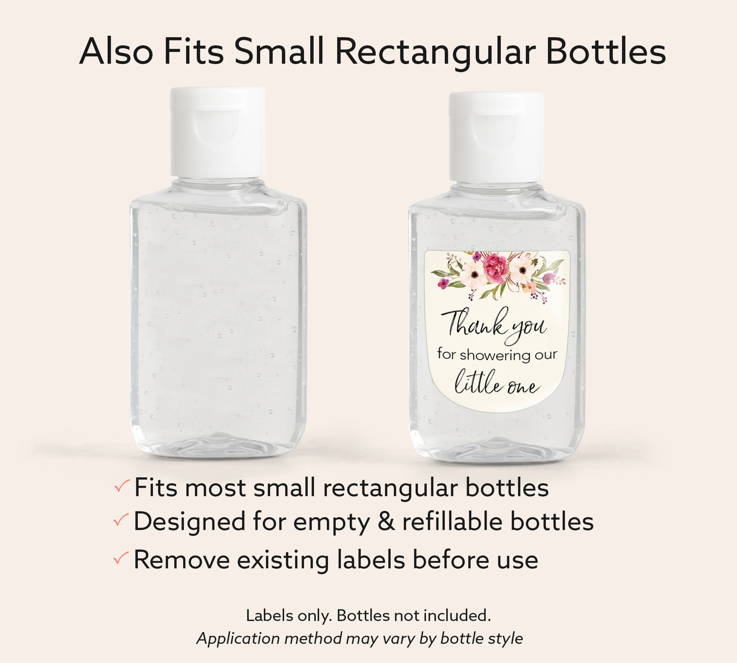 30 Pack PocketBac 1 oz Mini Hand Sanitizer Labels for It’s a Floral Garden Girl & Couples Shower