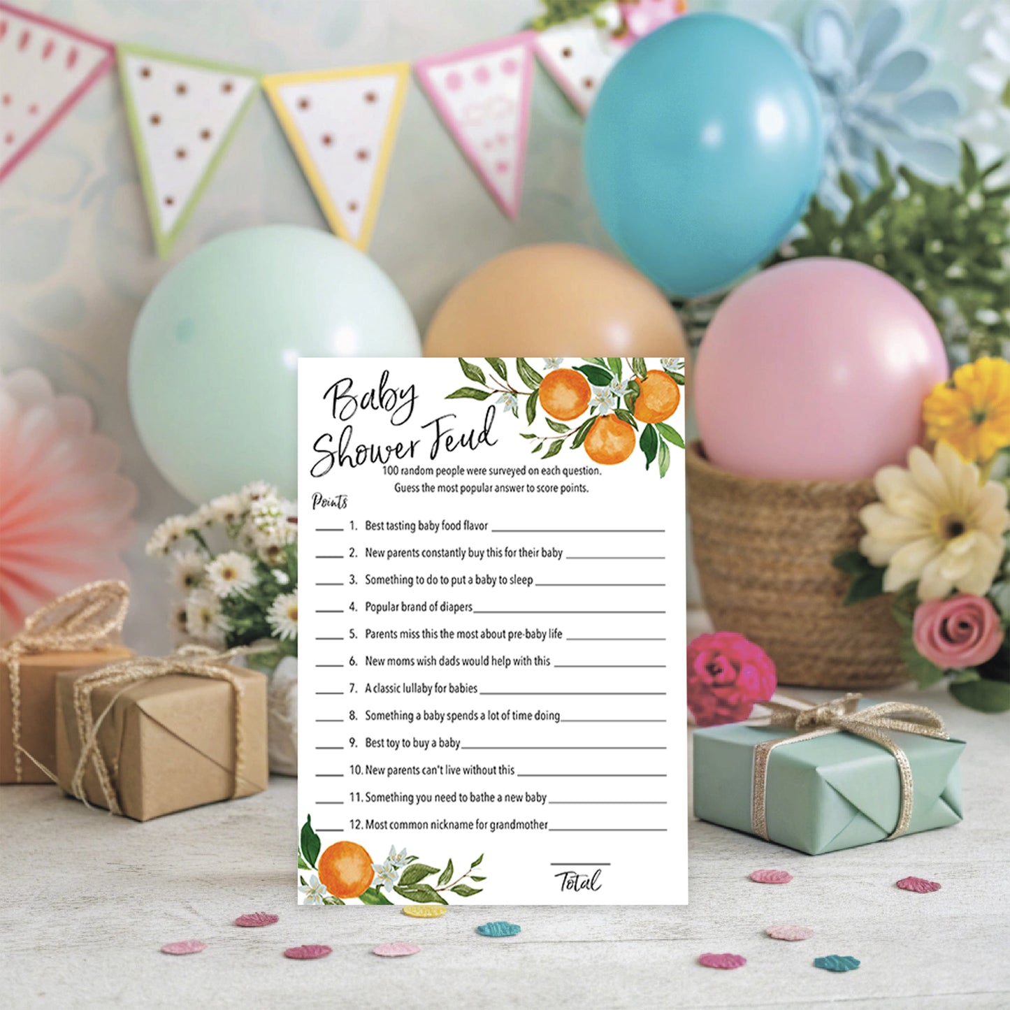 A Little Cutie Baby Feud Game • Pack of 25 • Baby Shower Games