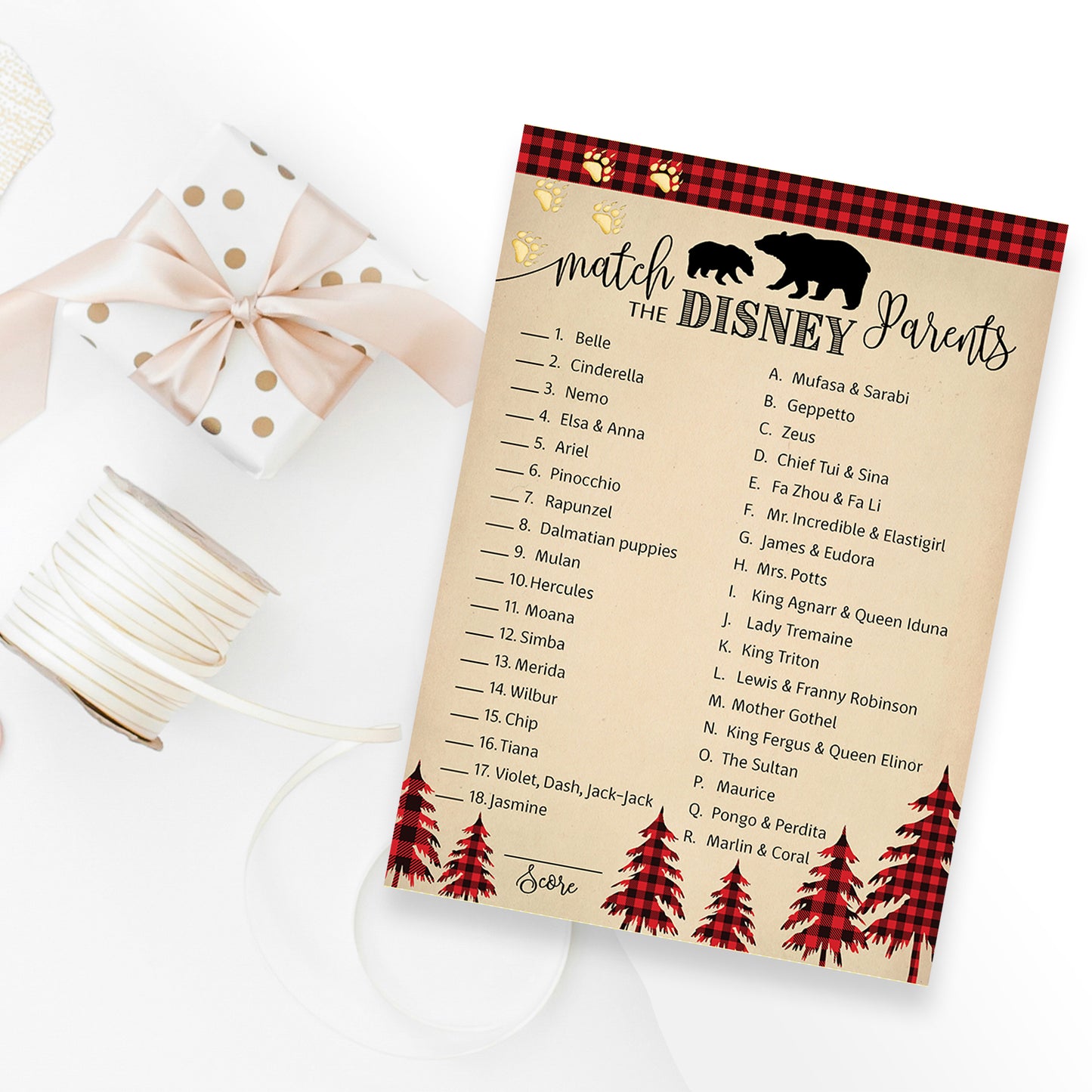 Lumberjack Cartoon Parent Match Game • Pack of 25 • Buffalo Plaid