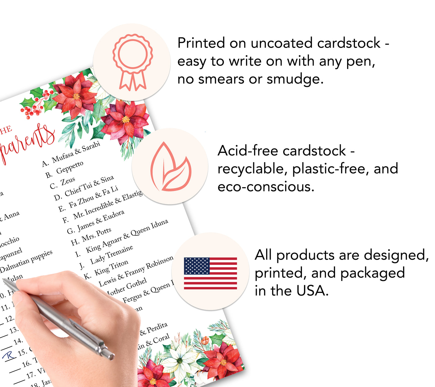 Christmas Baby Shower Game – Disney Parent Match – 25 Pack | Fun Holiday Baby Shower Activity & Xmas Party Game