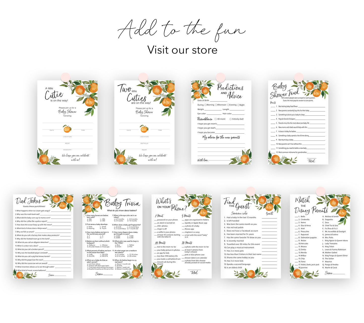 A Little Cutie Baby Shower Games • FIND THE GUEST Game • Pack of 25
