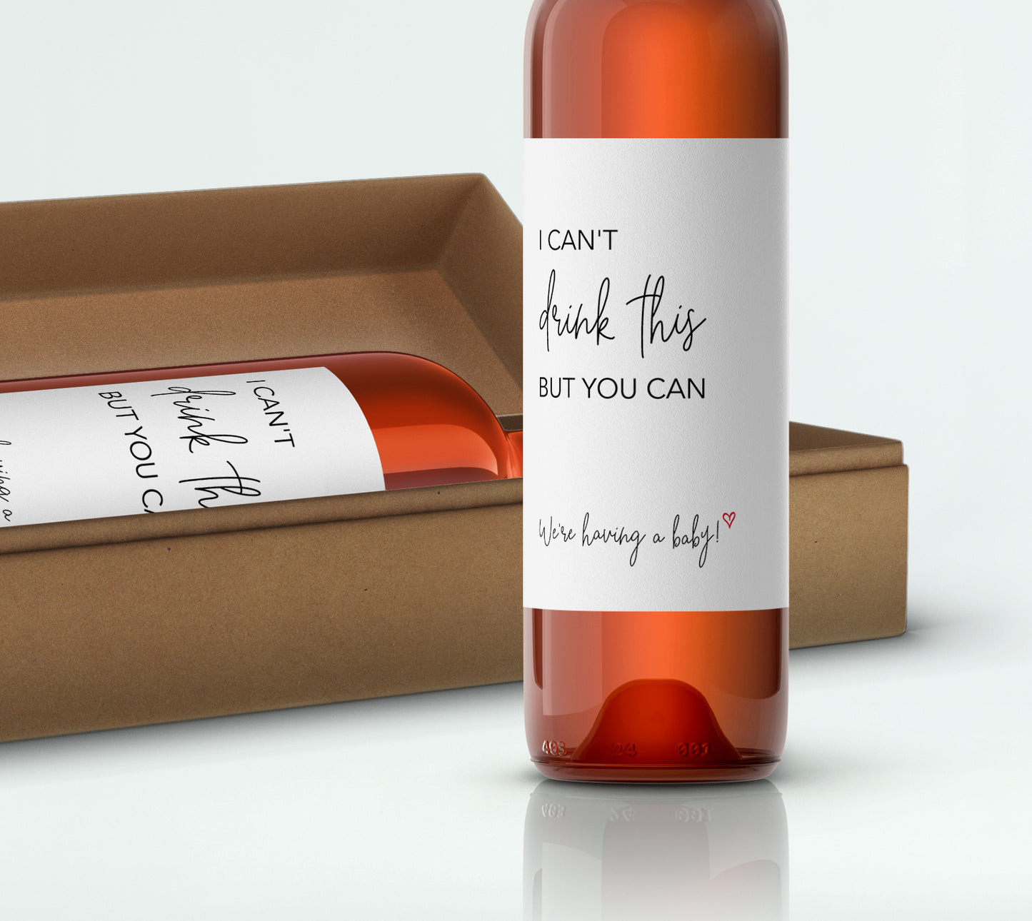 I can't drink this but you can ● SET of 5 ● GENDER NEUTRAL Pregnancy Announcement Wine Labels