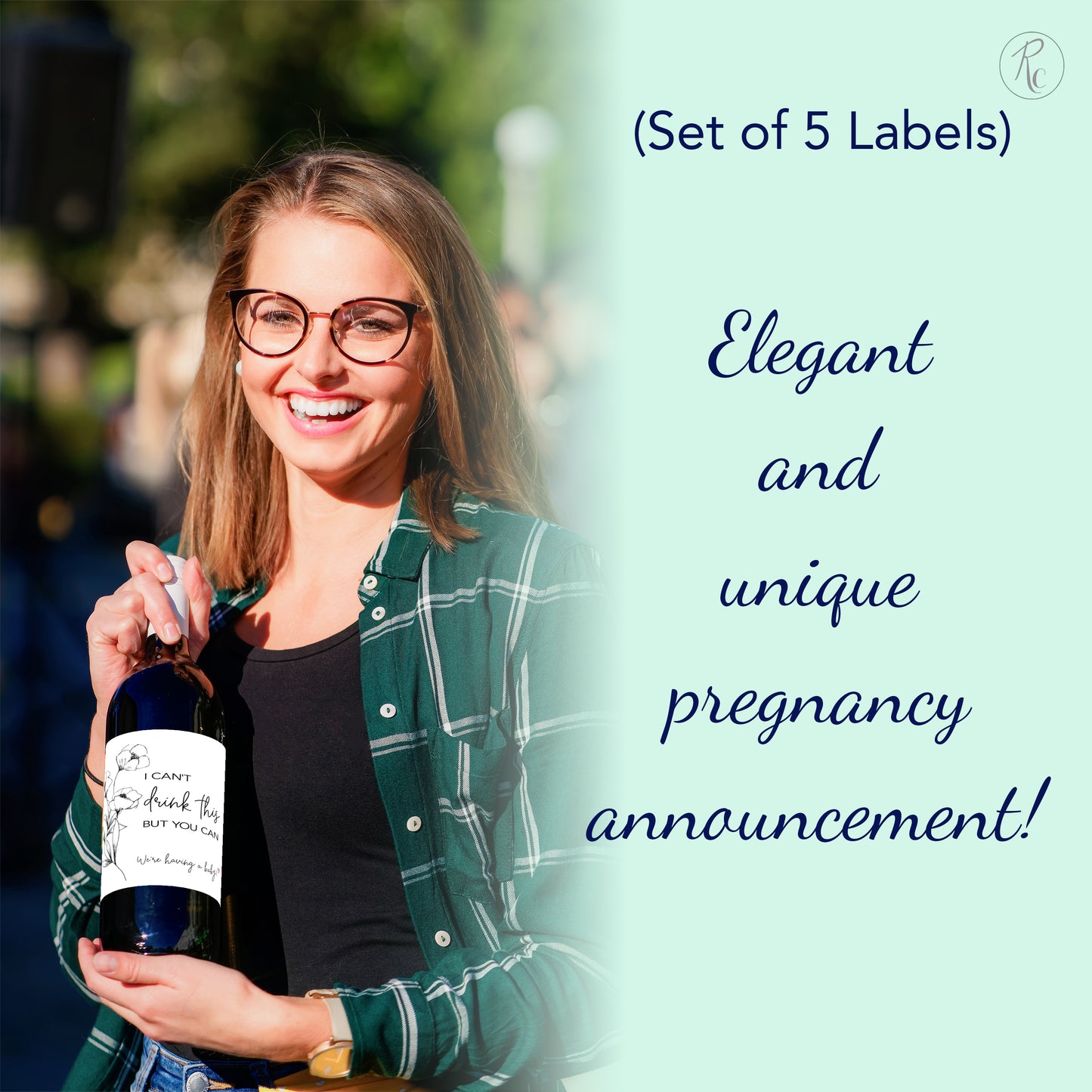 I can't drink this but you can ● SET of 5 ● GENDER NEUTRAL Pregnancy Announcement Wine Labels