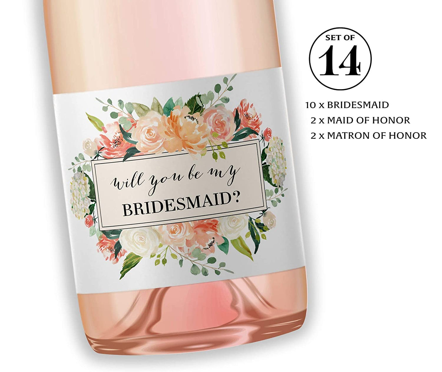 Will You Be My Bridesmaid Mini Champagne Labels • Bridesmaid Proposal, Maid / Matron of Honor Ask • SET of 14