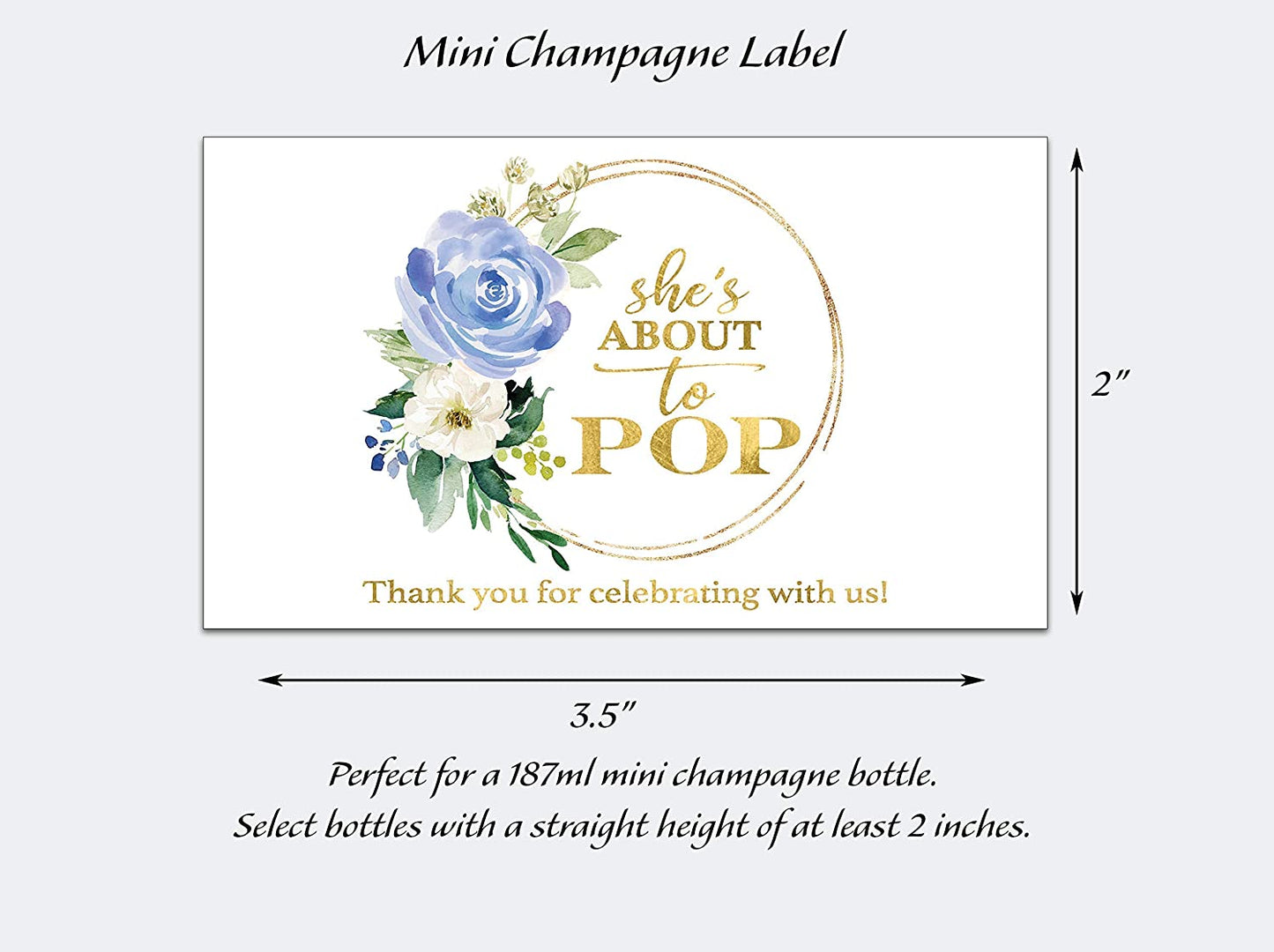 She's About To Pop • Baby Boy • Baby Shower Mini Champagne Labels • SET of 12
