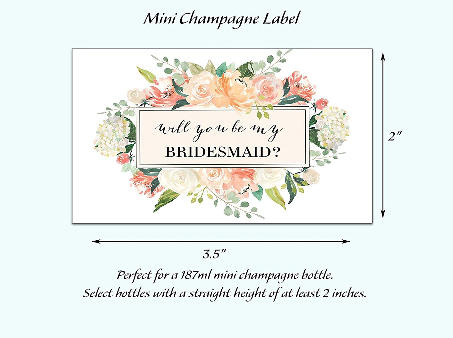 Will You Be My Bridesmaid Mini Champagne Labels • Bridesmaid Proposal, Maid / Matron of Honor Ask • SET of 14