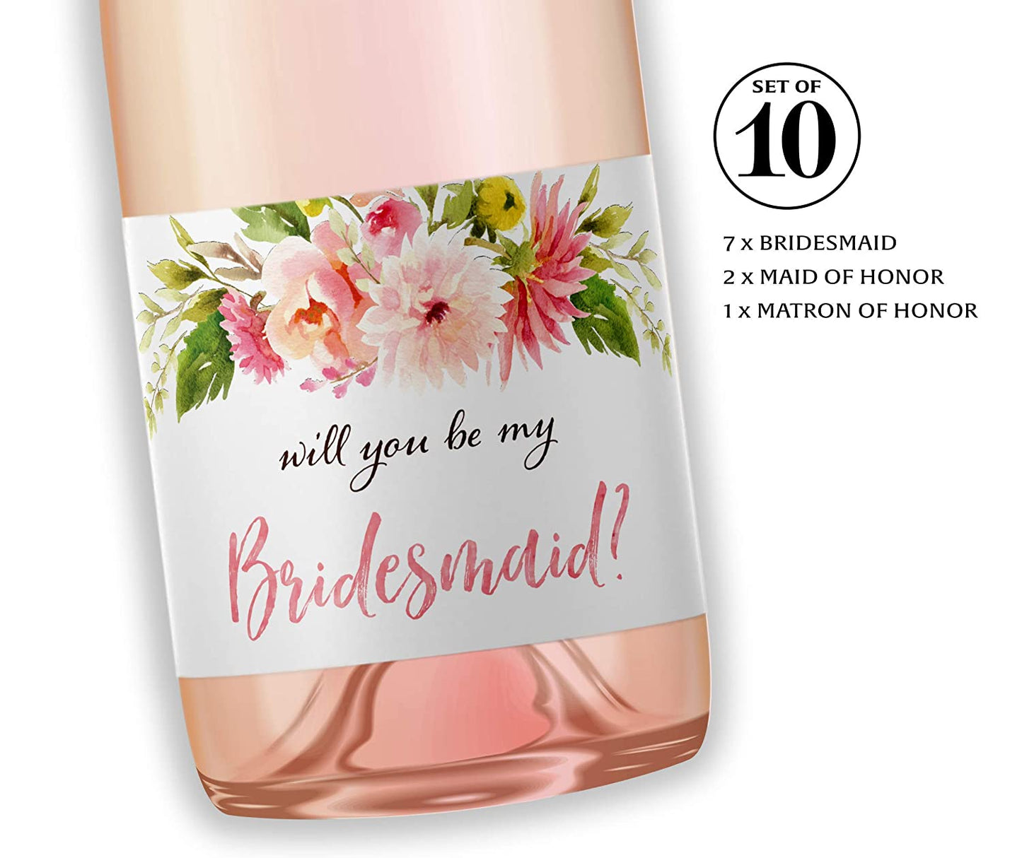 Will You Be My Bridesmaid Mini Champagne Labels • Bridesmaid Proposal, Maid / Matron of Honor Ask • SET of 10