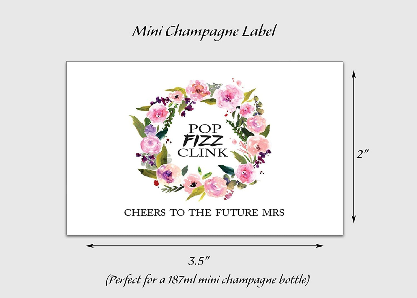 Cheers To The Future Mrs • Pop Fizz Clink! • Bachelorette Party, Bridal Shower Mini Champagne Labels • SET of 12