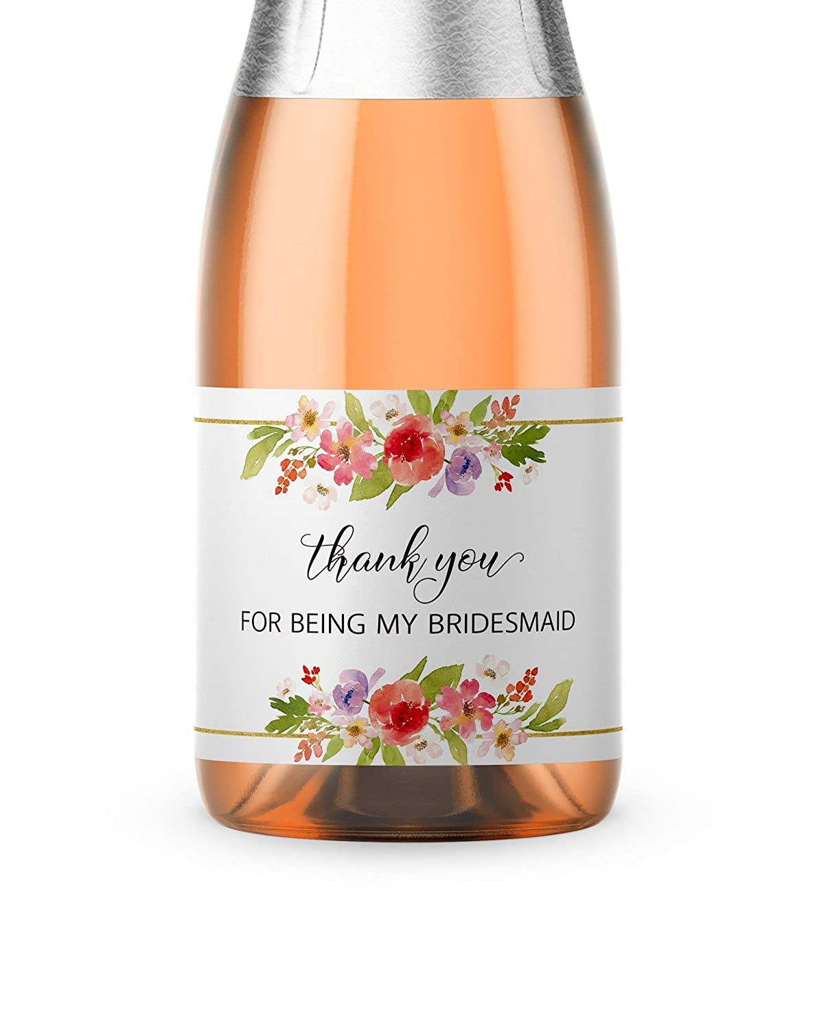 Thank You For Being My Bridesmaid Mini Champagne Labels • Bridesmaid, Maid / Matron of Honor Thank You • SET of 8