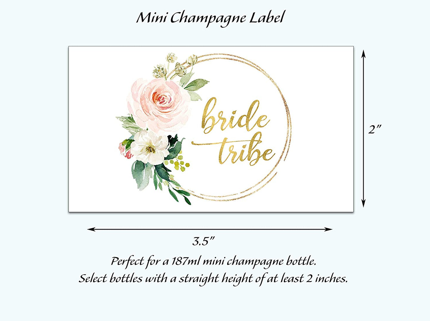 Bride Tribe • Bachelorette Party, Bridal Shower Mini Champagne Labels • SET of 12