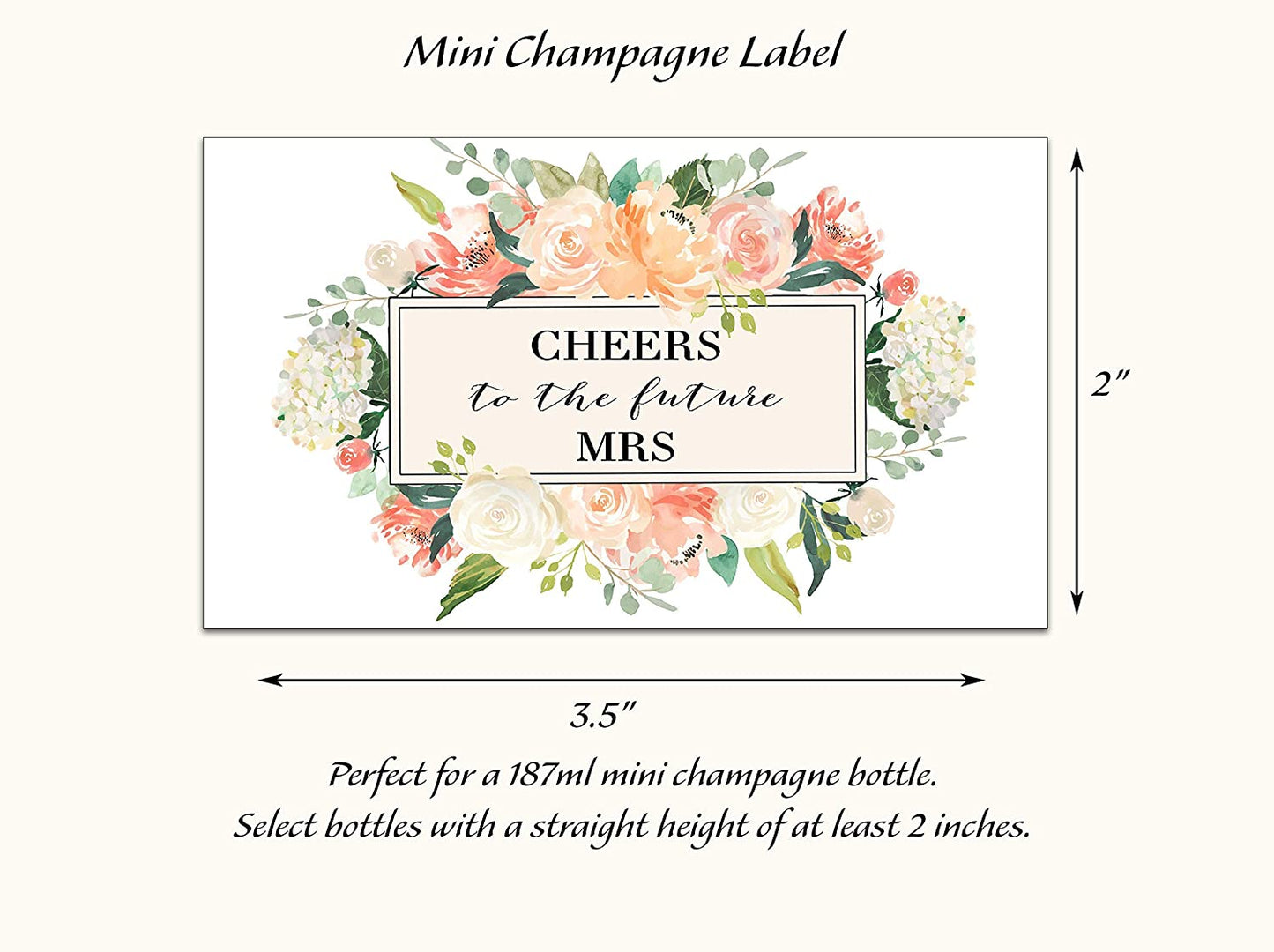 Cheers To The Future Mrs • Engagement Party, Bachelorette Party, Bridal Shower Mini Champagne Labels • SET of 18