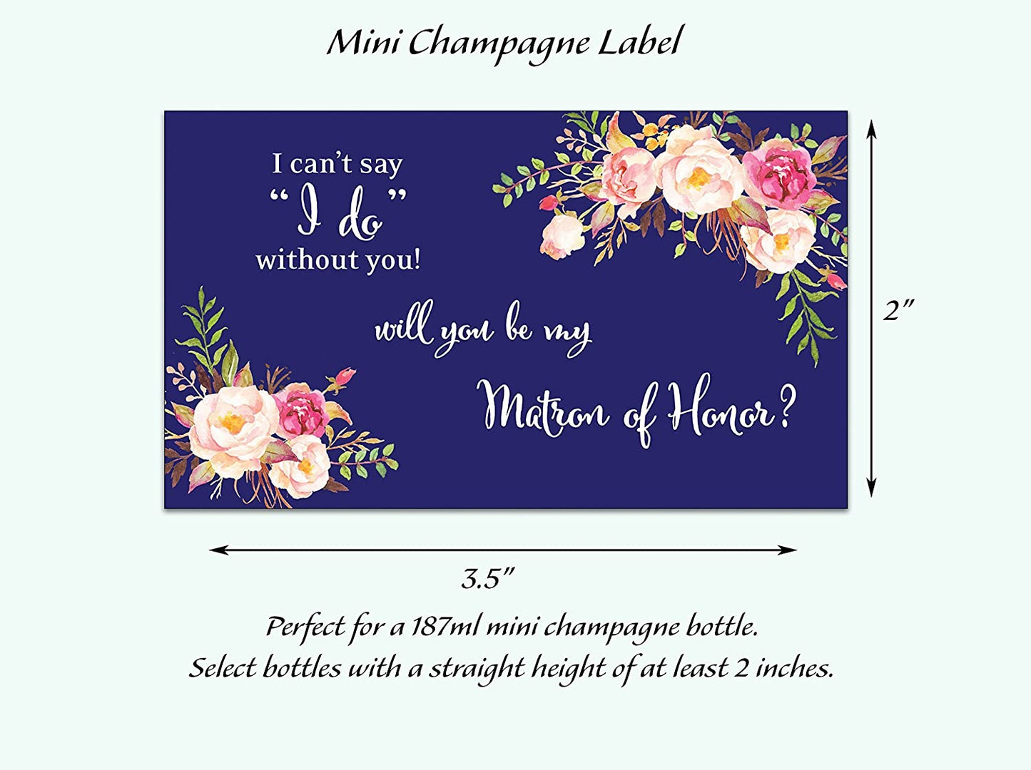 Will You Be My Bridesmaid Mini Champagne Labels • Bridesmaid Proposal, Maid / Matron of Honor Ask • SET of 10