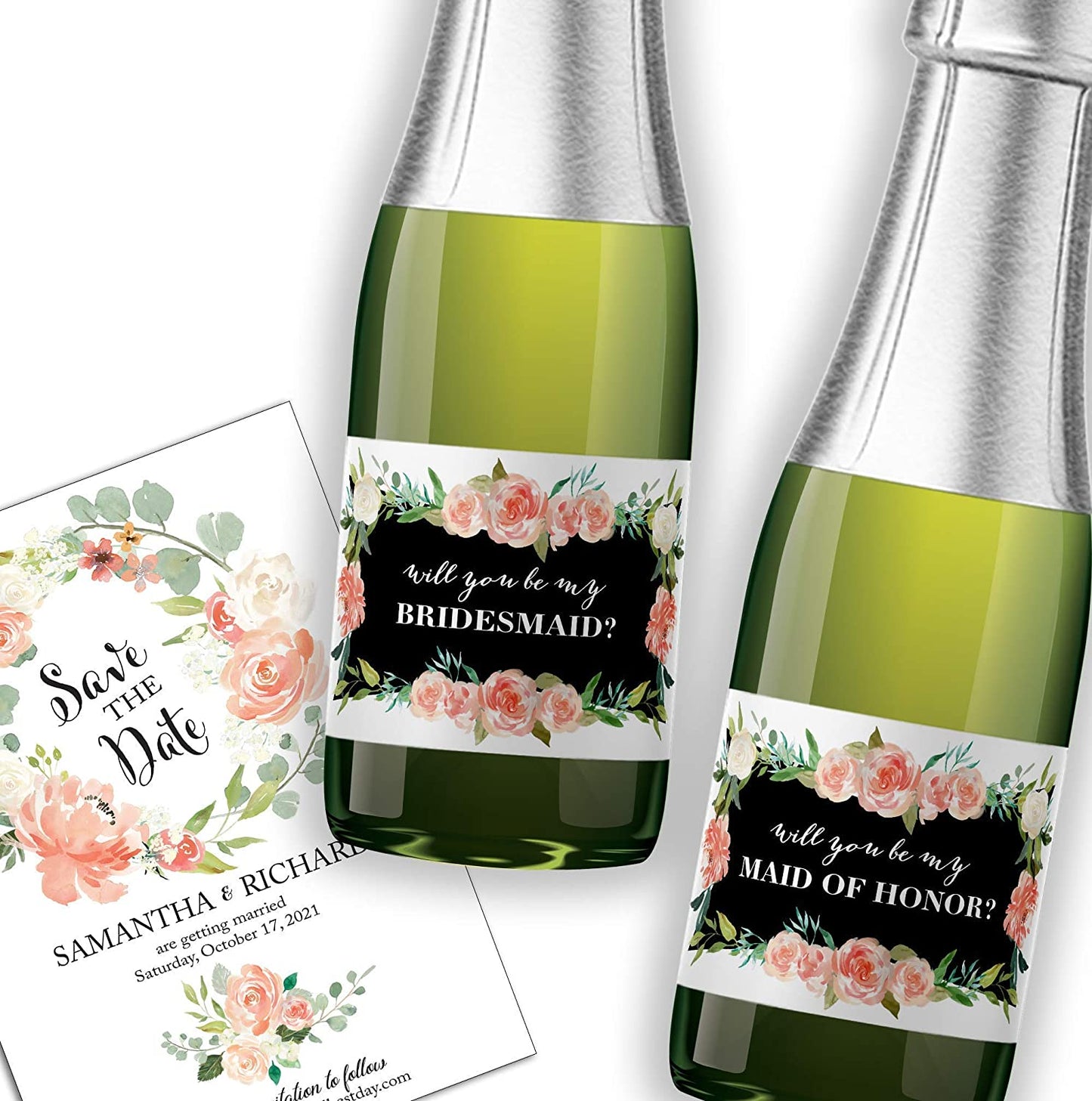 Will You Be My Bridesmaid Mini Champagne Labels • Bridesmaid Proposal, Maid / Matron of Honor Ask • SET of 10