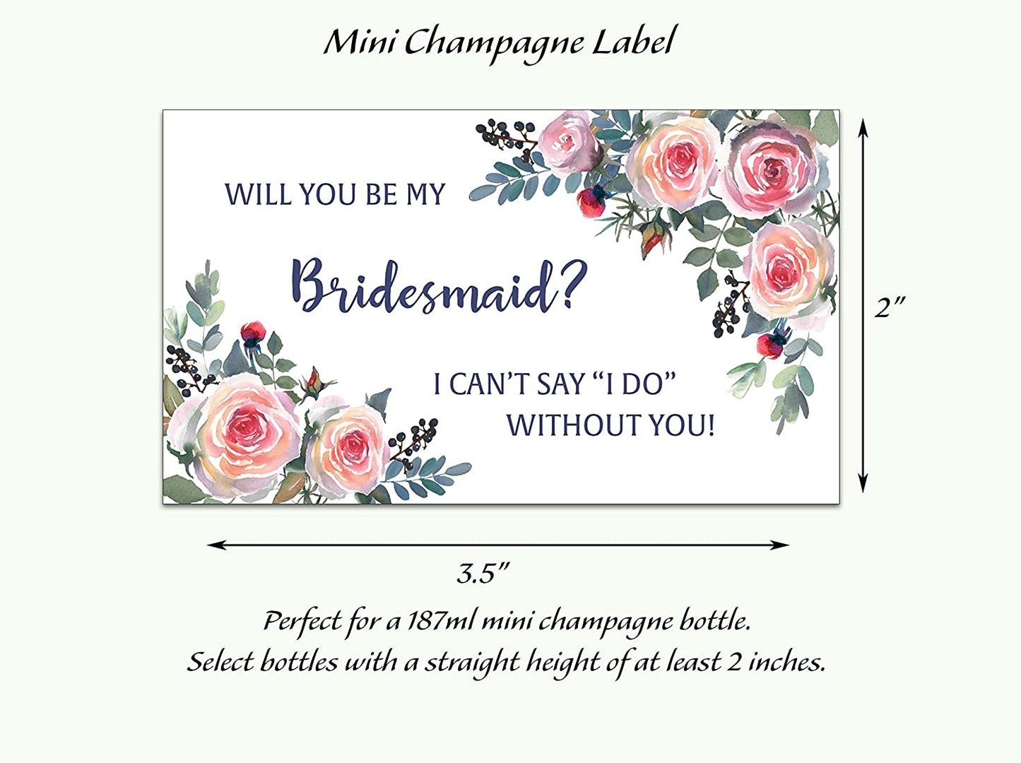 Will You Be My Bridesmaid Mini Champagne Labels • Bridesmaid Proposal, Maid / Matron of Honor Ask • SET of 12