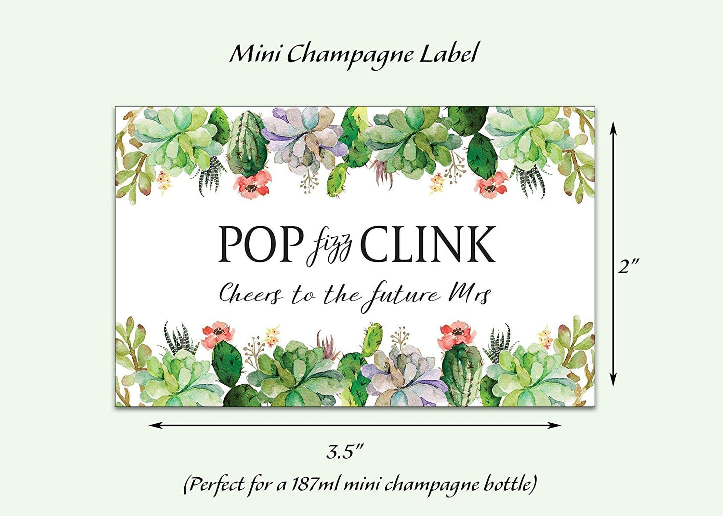 Cheers To The Future Mrs • Pop Fizz Clink! • Bachelorette Party, Bridal Shower Mini Champagne Labels • SET of 12