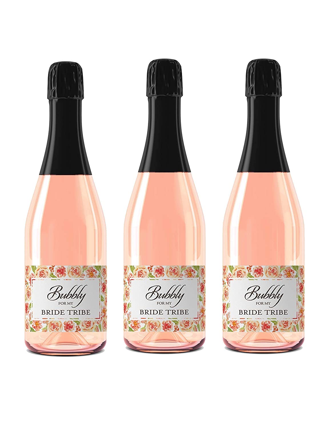 Bride Tribe Bubbly • Bachelorette Party, Bridal Shower Mini Champagne Labels • SET of 12