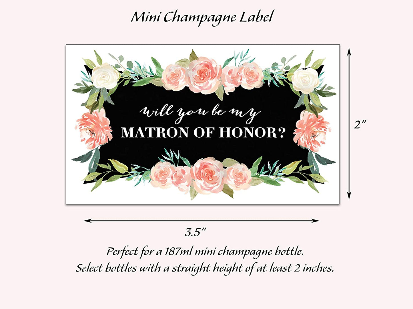 Will You Be My Bridesmaid Mini Champagne Labels • Bridesmaid Proposal, Maid / Matron of Honor Ask • SET of 10