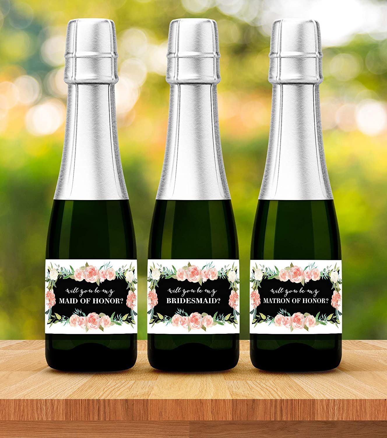 Will You Be My Bridesmaid Mini Champagne Labels • Bridesmaid Proposal, Maid / Matron of Honor Ask • SET of 10