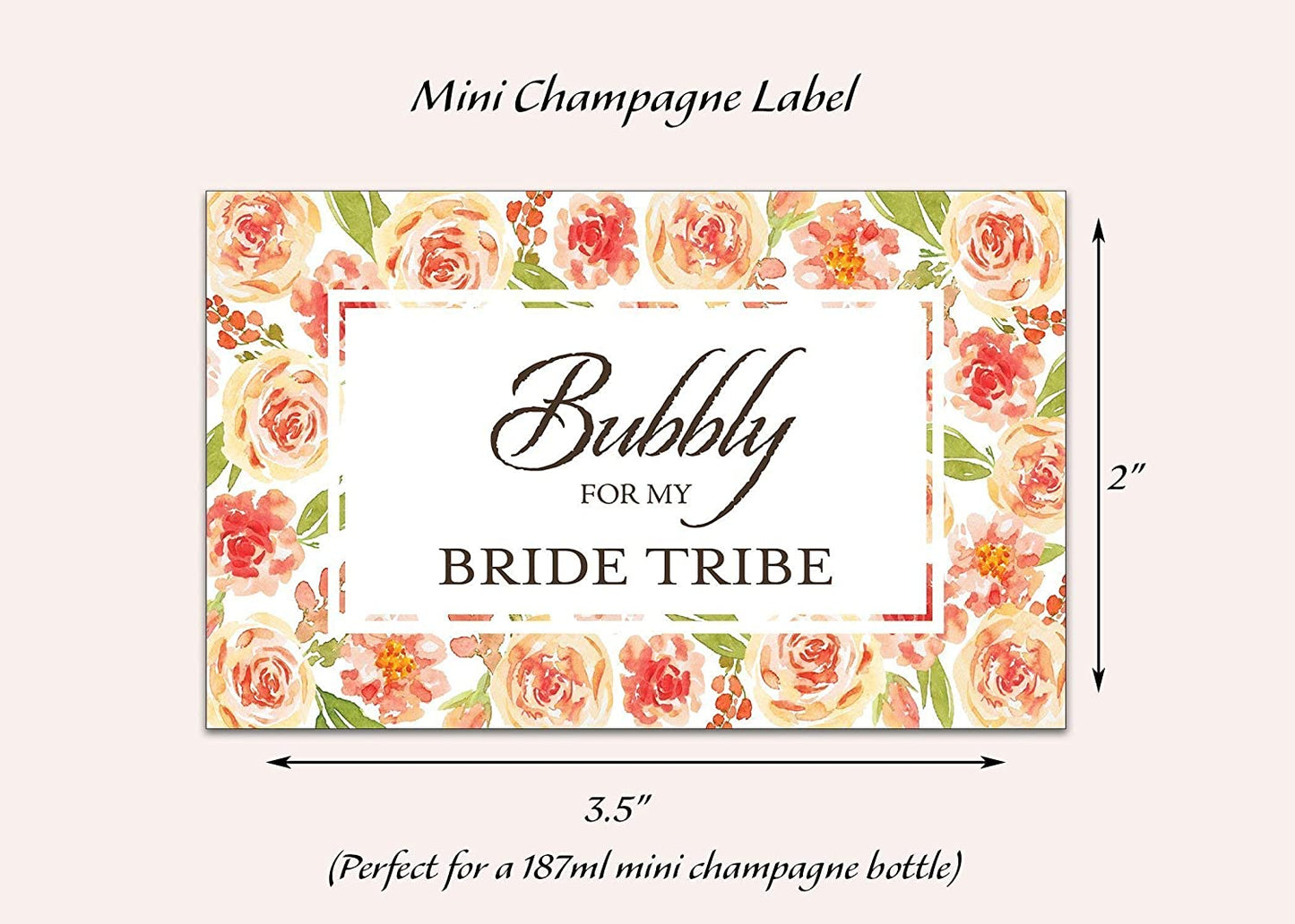 Bride Tribe Bubbly • Bachelorette Party, Bridal Shower Mini Champagne Labels • SET of 12