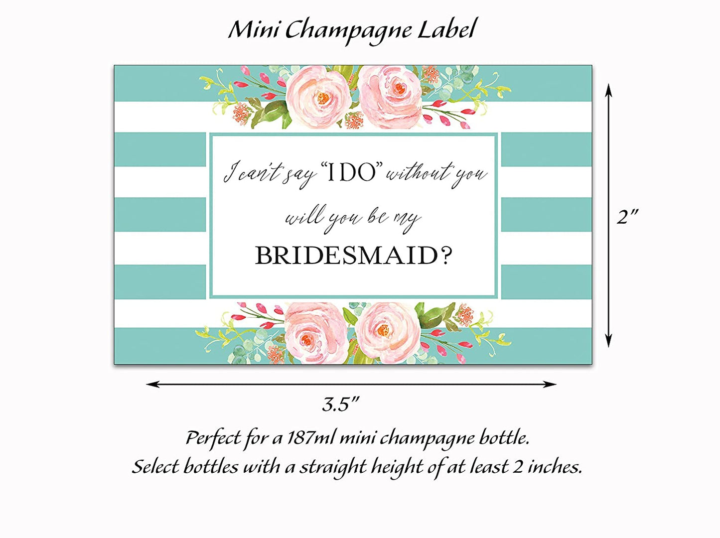 Will You Be My Bridesmaid Mini Champagne Labels • Bridesmaid Proposal, Maid / Matron of Honor Ask • 8 DIFFERENT Colors • SET of 14