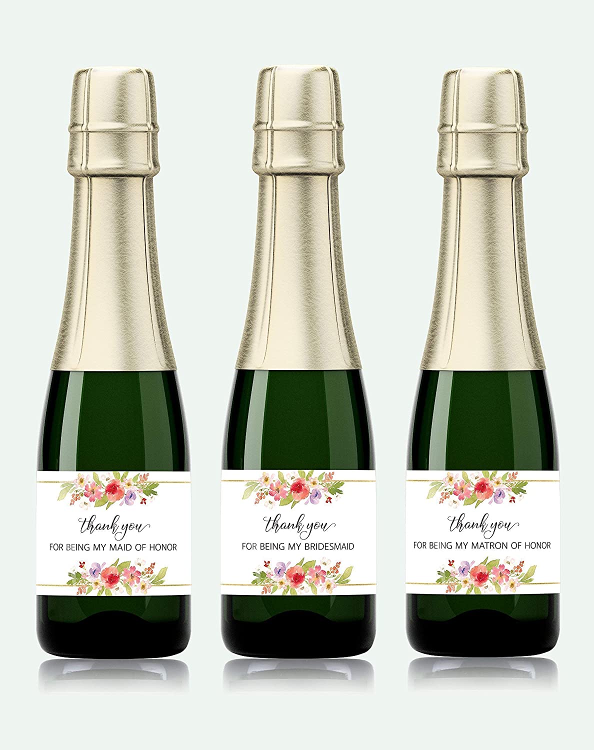 Thank You For Being My Bridesmaid Mini Champagne Labels • Bridesmaid, Maid / Matron of Honor Thank You • SET of 8
