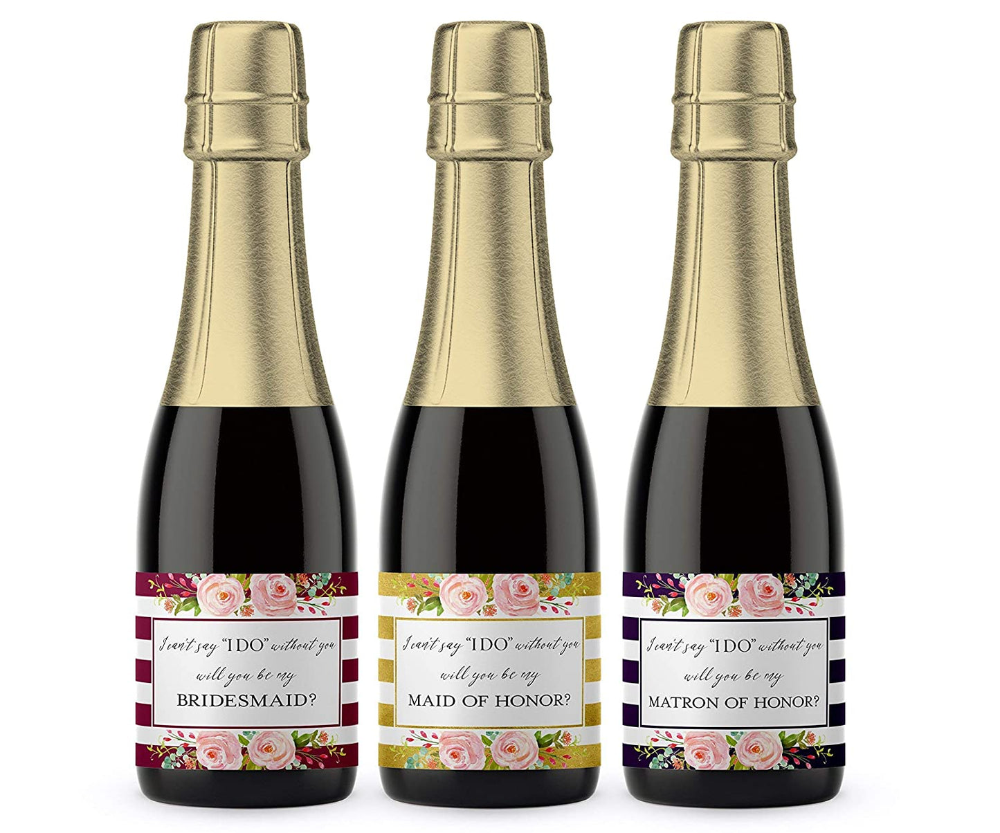 Will You Be My Bridesmaid Mini Champagne Labels • Bridesmaid Proposal, Maid / Matron of Honor Ask • 8 DIFFERENT Colors • SET of 14