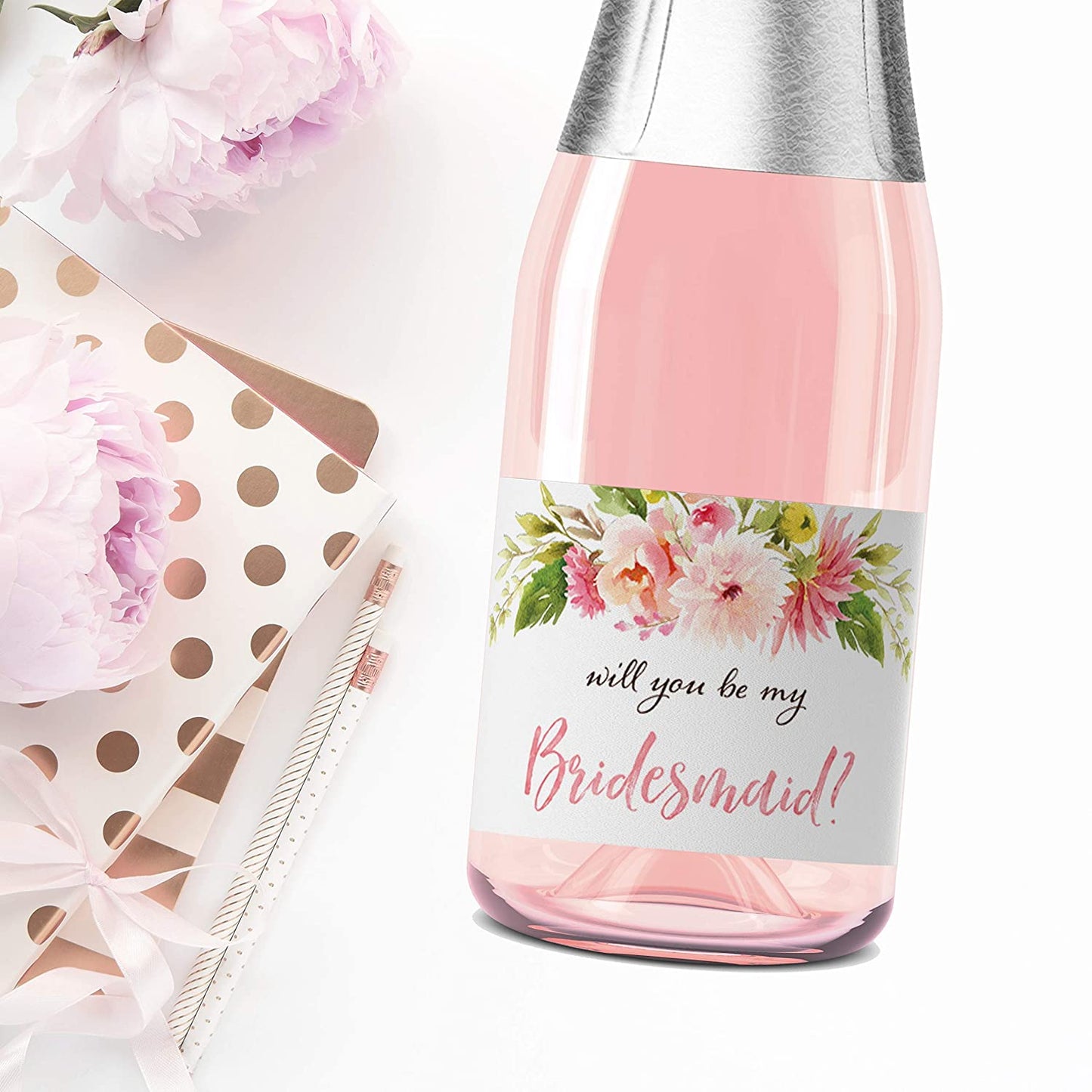 Will You Be My Bridesmaid Mini Champagne Labels • Bridesmaid Proposal, Maid / Matron of Honor Ask • SET of 10