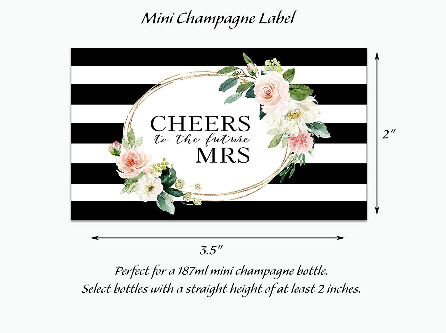 Cheers To The Future Mrs • Engagement Party, Bachelorette Party, Bridal Shower Mini Champagne Labels • SET of 12