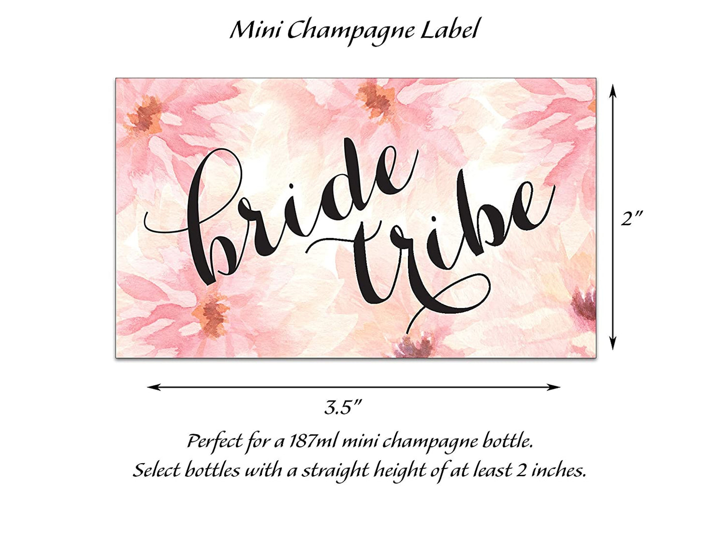 Bride Tribe • Bachelorette Party, Bridal Shower Mini Champagne Labels • SET of 18