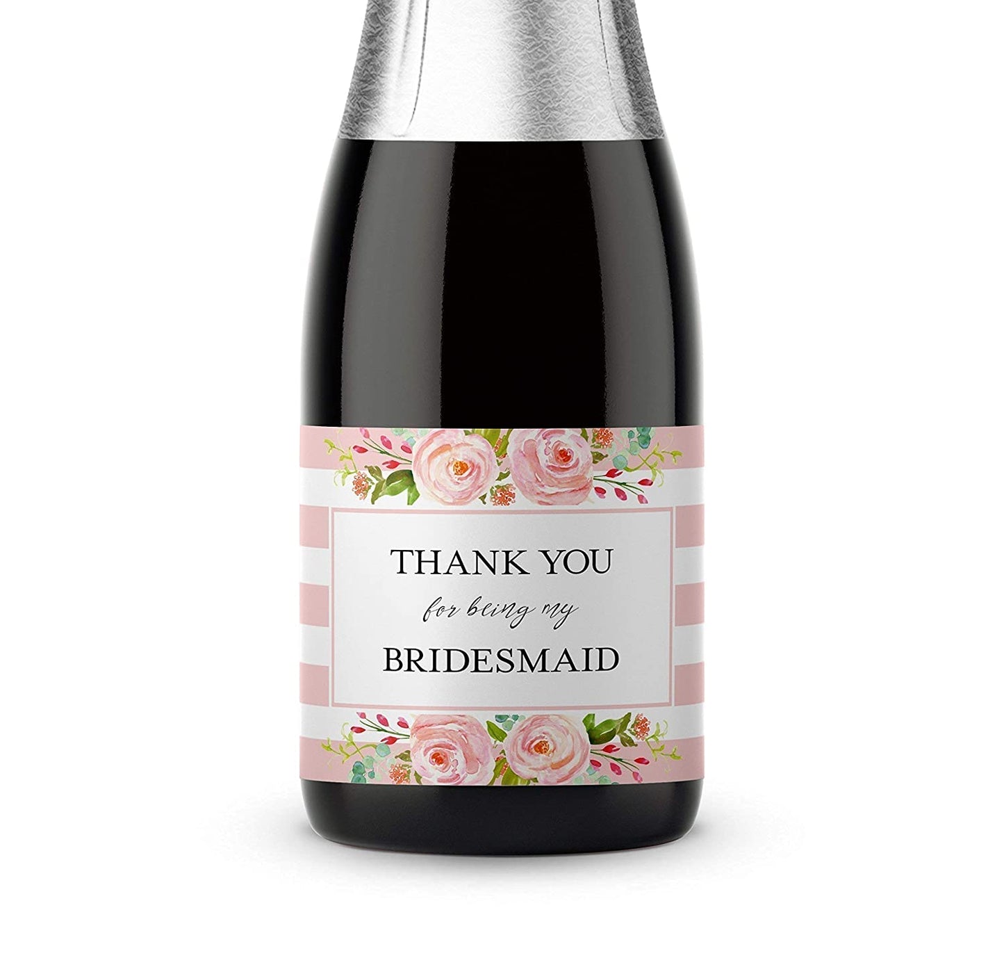 Thank You For Being My Bridesmaid Mini Champagne Labels • Bridesmaid, Maid / Matron of Honor Thank You • 8 DIFFERENT Colors • SET of 8