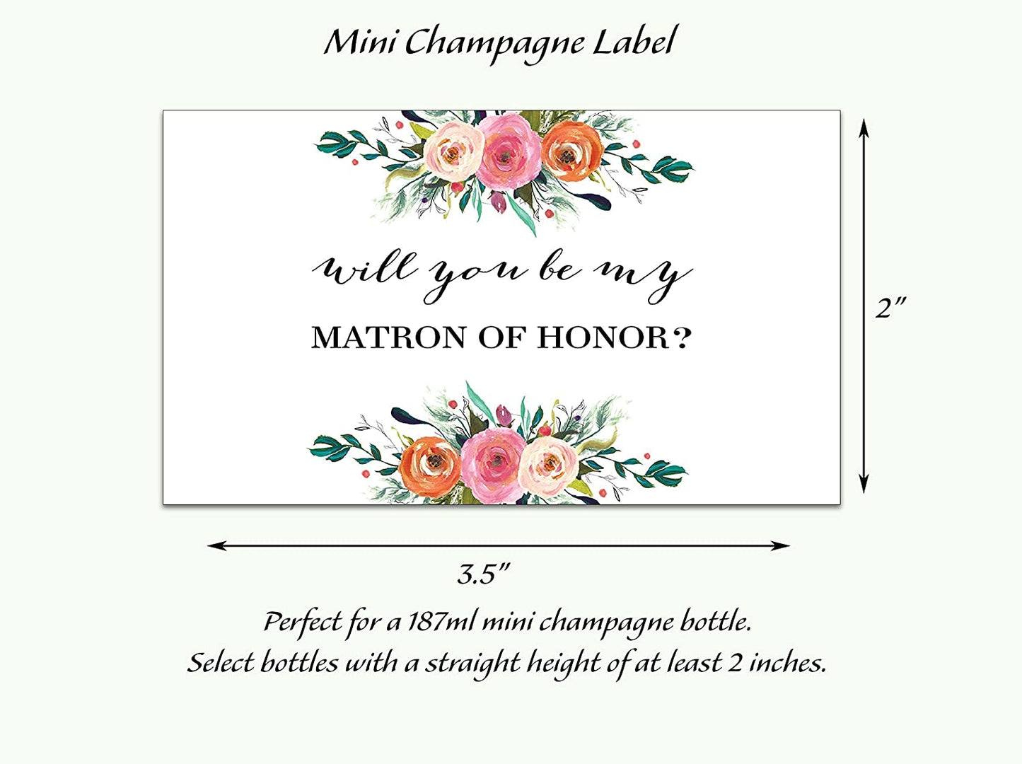 Will You Be My Bridesmaid Mini Champagne Labels • Bridesmaid Proposal, Maid / Matron of Honor Ask • SET of 14