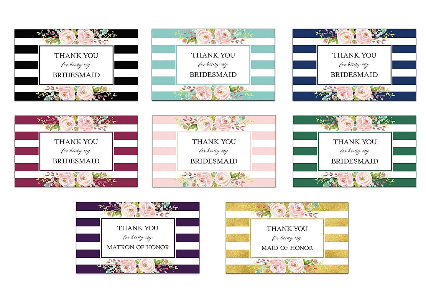 Thank You For Being My Bridesmaid Mini Champagne Labels • Bridesmaid, Maid / Matron of Honor Thank You • 8 DIFFERENT Colors • SET of 8