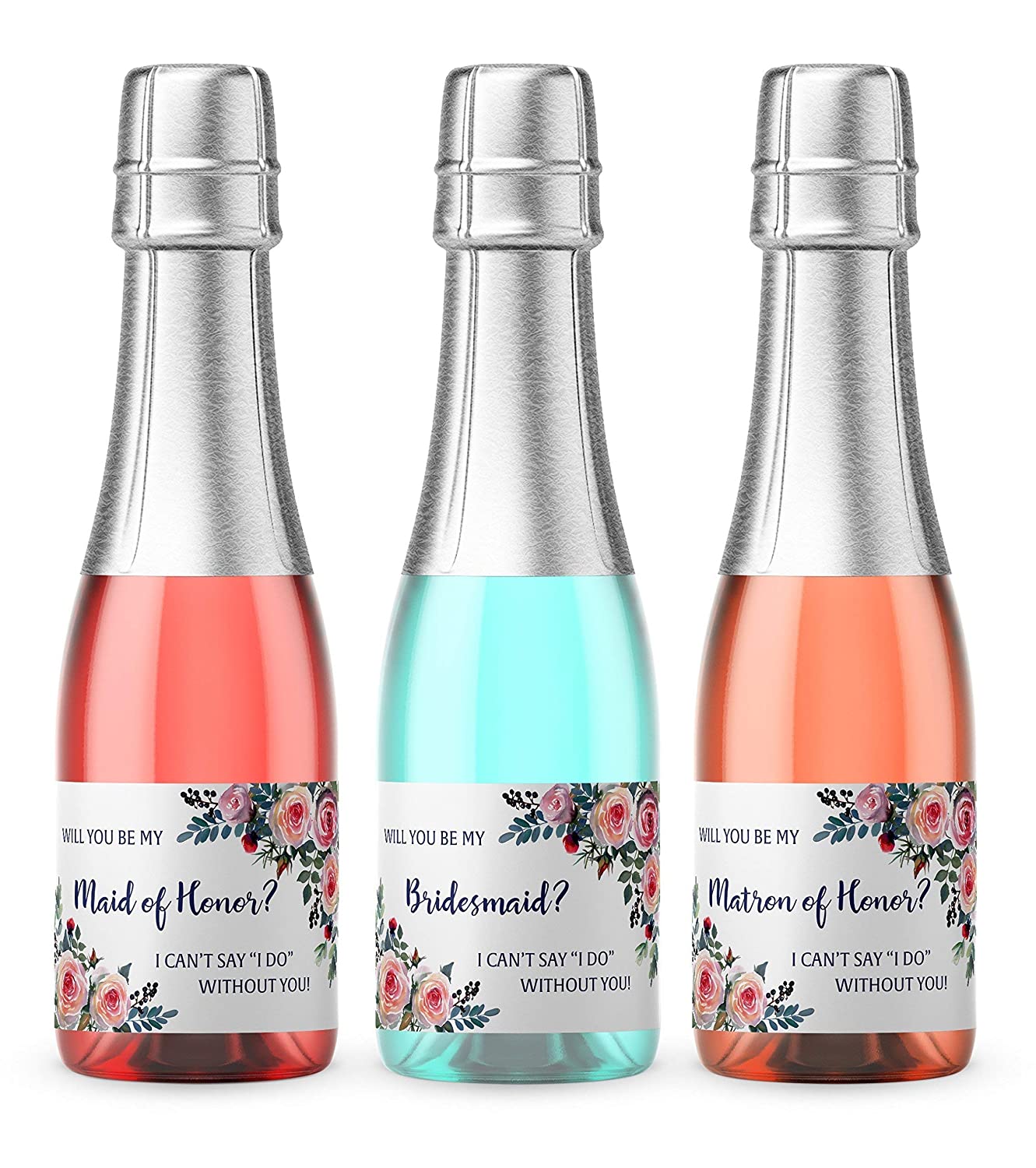 Will You Be My Bridesmaid Mini Champagne Labels • Bridesmaid Proposal, Maid / Matron of Honor Ask • SET of 12