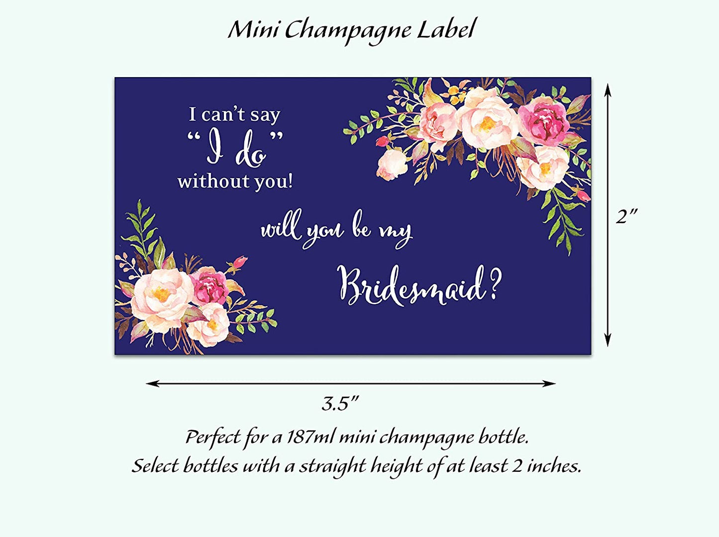Will You Be My Bridesmaid Mini Champagne Labels • Bridesmaid Proposal, Maid / Matron of Honor Ask • SET of 10