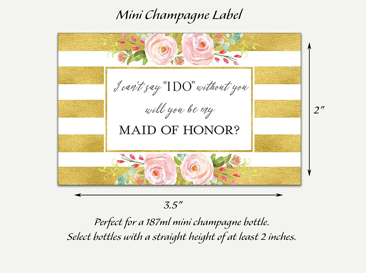 Will You Be My Bridesmaid Mini Champagne Labels • Bridesmaid Proposal, Maid / Matron of Honor Ask • 8 DIFFERENT Colors • SET of 14