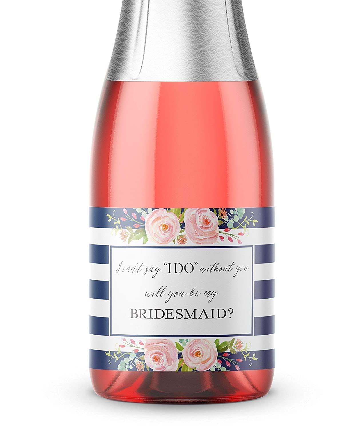 Will You Be My Bridesmaid Mini Champagne Labels • Bridesmaid Proposal, Maid / Matron of Honor Ask • 8 DIFFERENT Colors • SET of 8