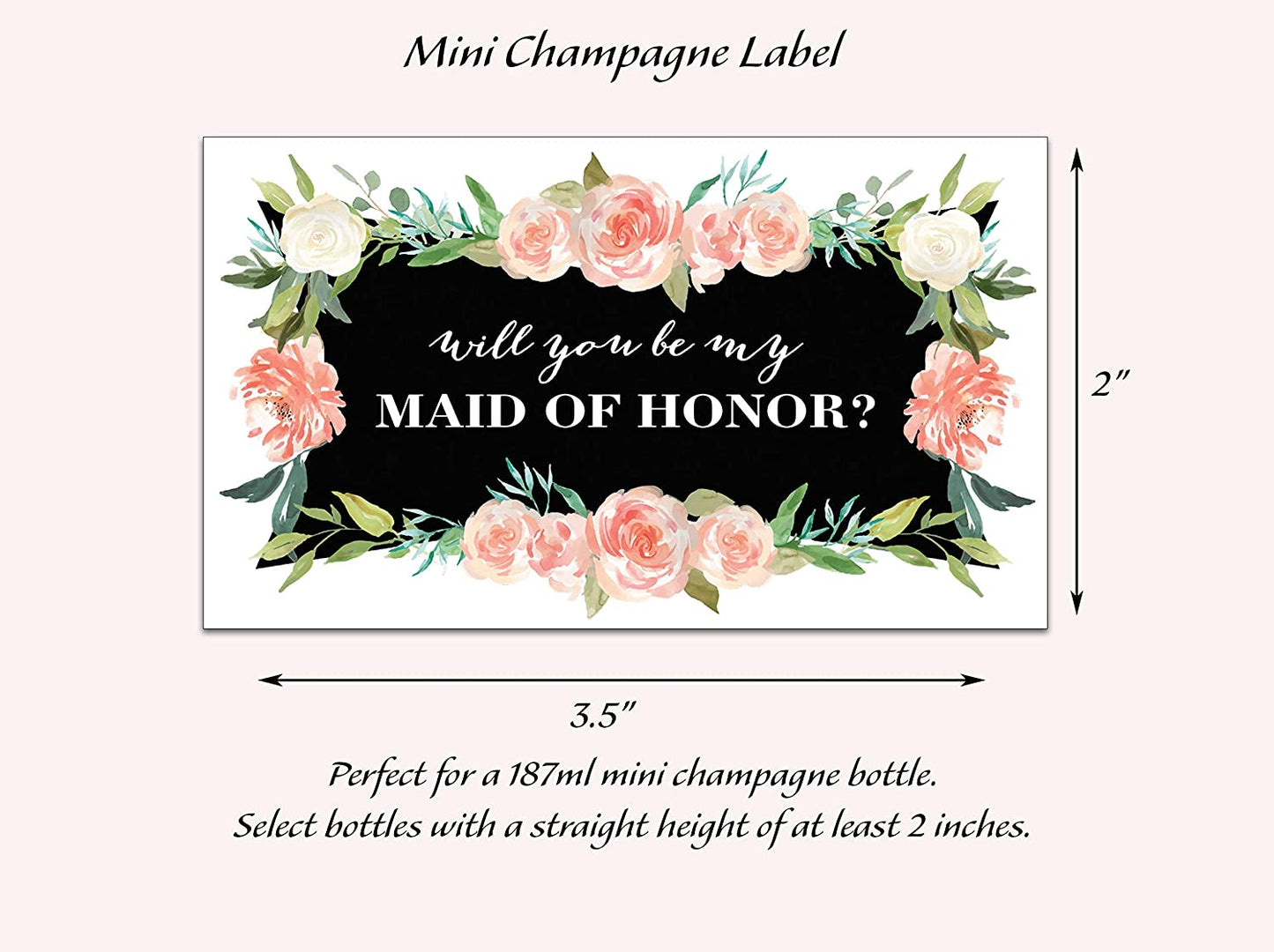 Will You Be My Bridesmaid Mini Champagne Labels • Bridesmaid Proposal, Maid / Matron of Honor Ask • SET of 10
