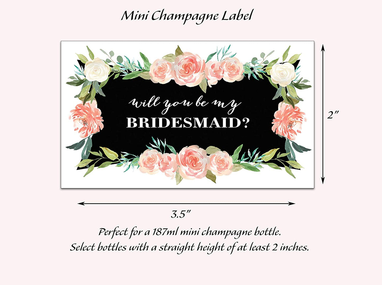 Will You Be My Bridesmaid Mini Champagne Labels • Bridesmaid Proposal, Maid / Matron of Honor Ask • SET of 10