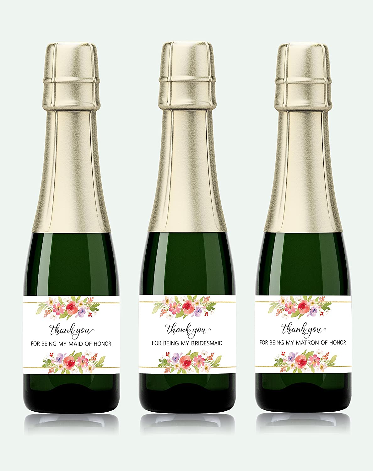 Thank You For Being My Bridesmaid Mini Champagne Labels • Bridesmaid, Maid / Matron of Honor Thank You • SET of 14