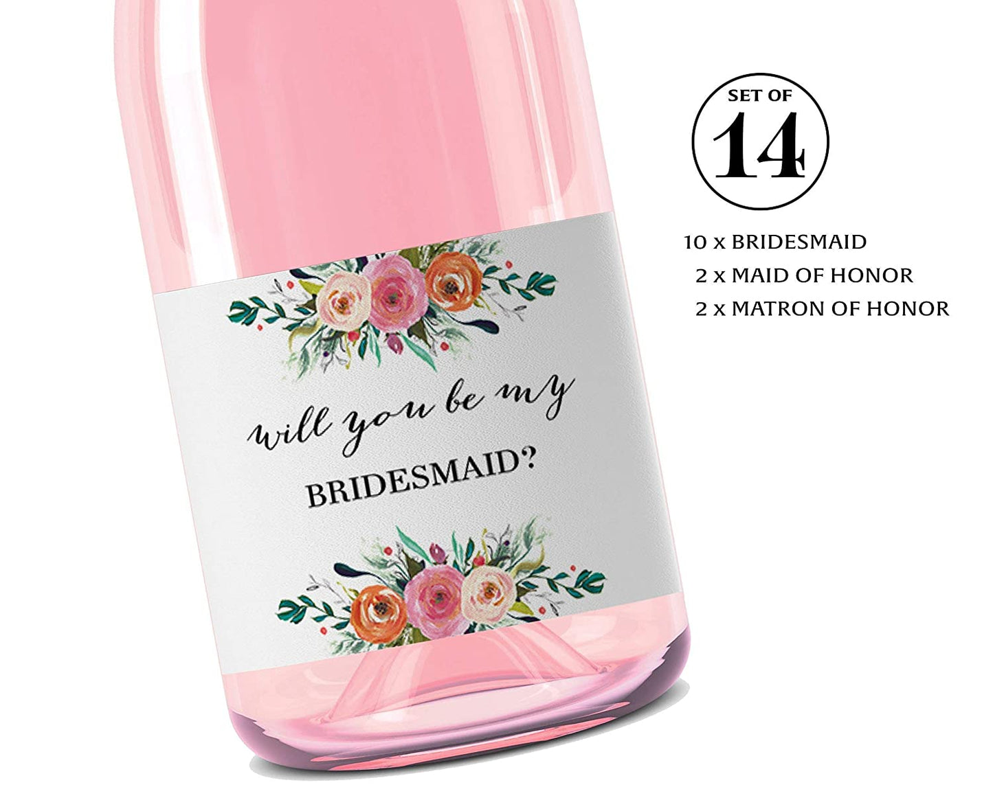 Will You Be My Bridesmaid Mini Champagne Labels • Bridesmaid Proposal, Maid / Matron of Honor Ask • SET of 14