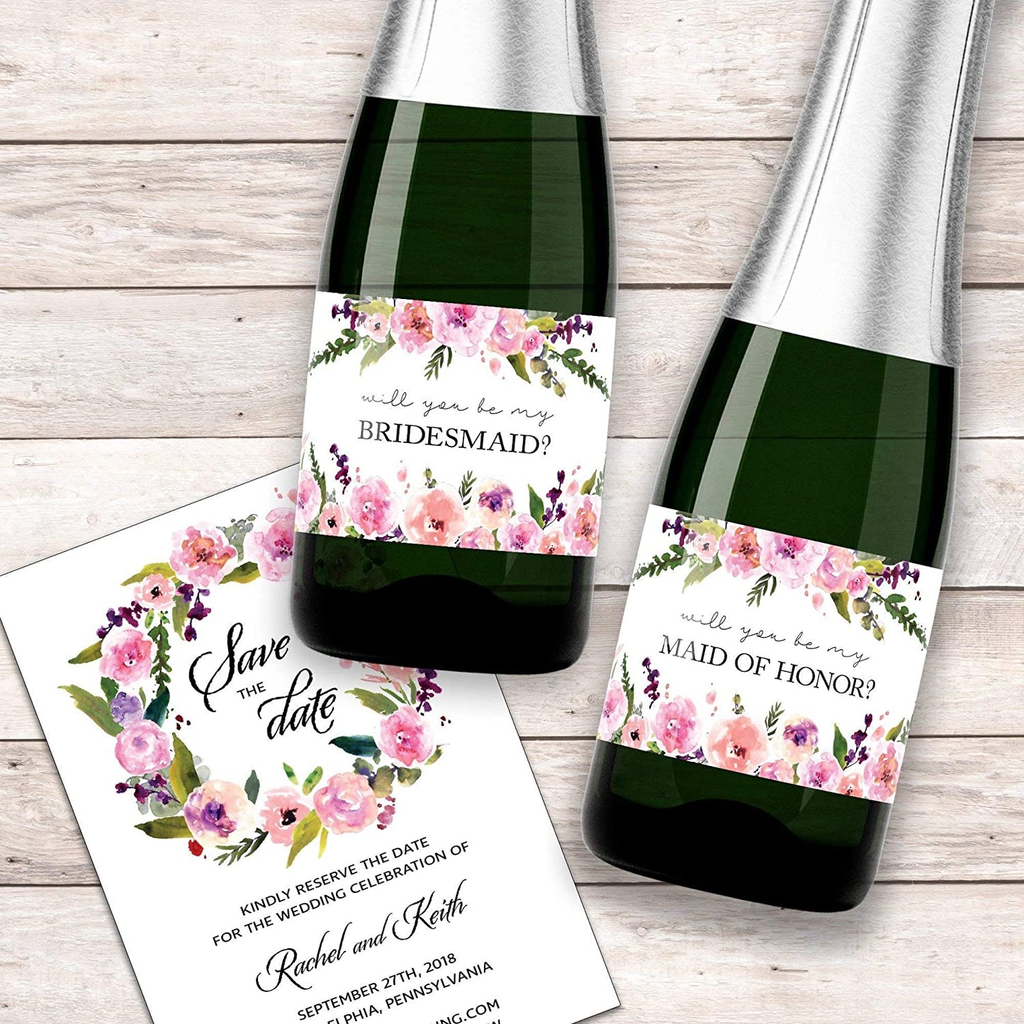 Will You Be My Bridesmaid Mini Champagne Labels • Bridesmaid Proposal, Maid / Matron of Honor Ask • SET of 8