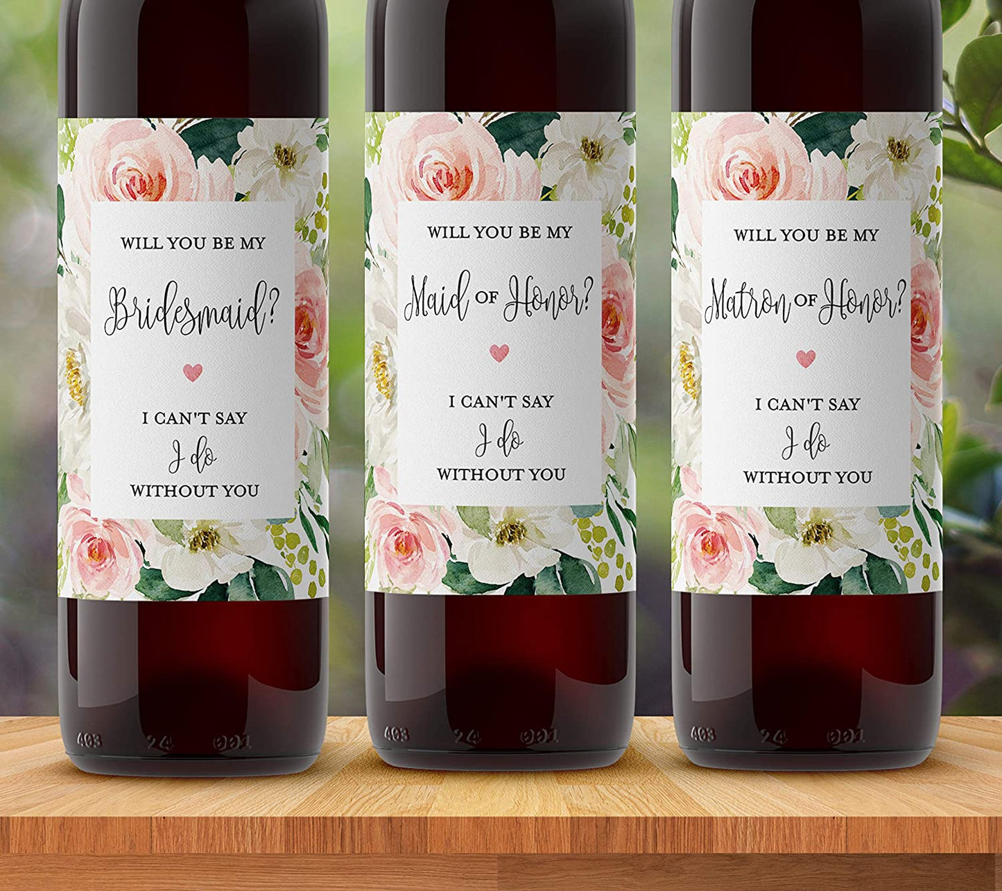 Thank You For Being My Bridesmaid Wine Bottle Labels • Bridesmaid, Maid of Honor, Matron of Honor Thank You • SET of 8