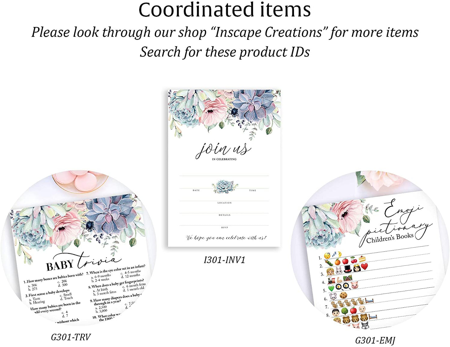 Succulents Invitations • Join Us In Celebrating • SET of 25