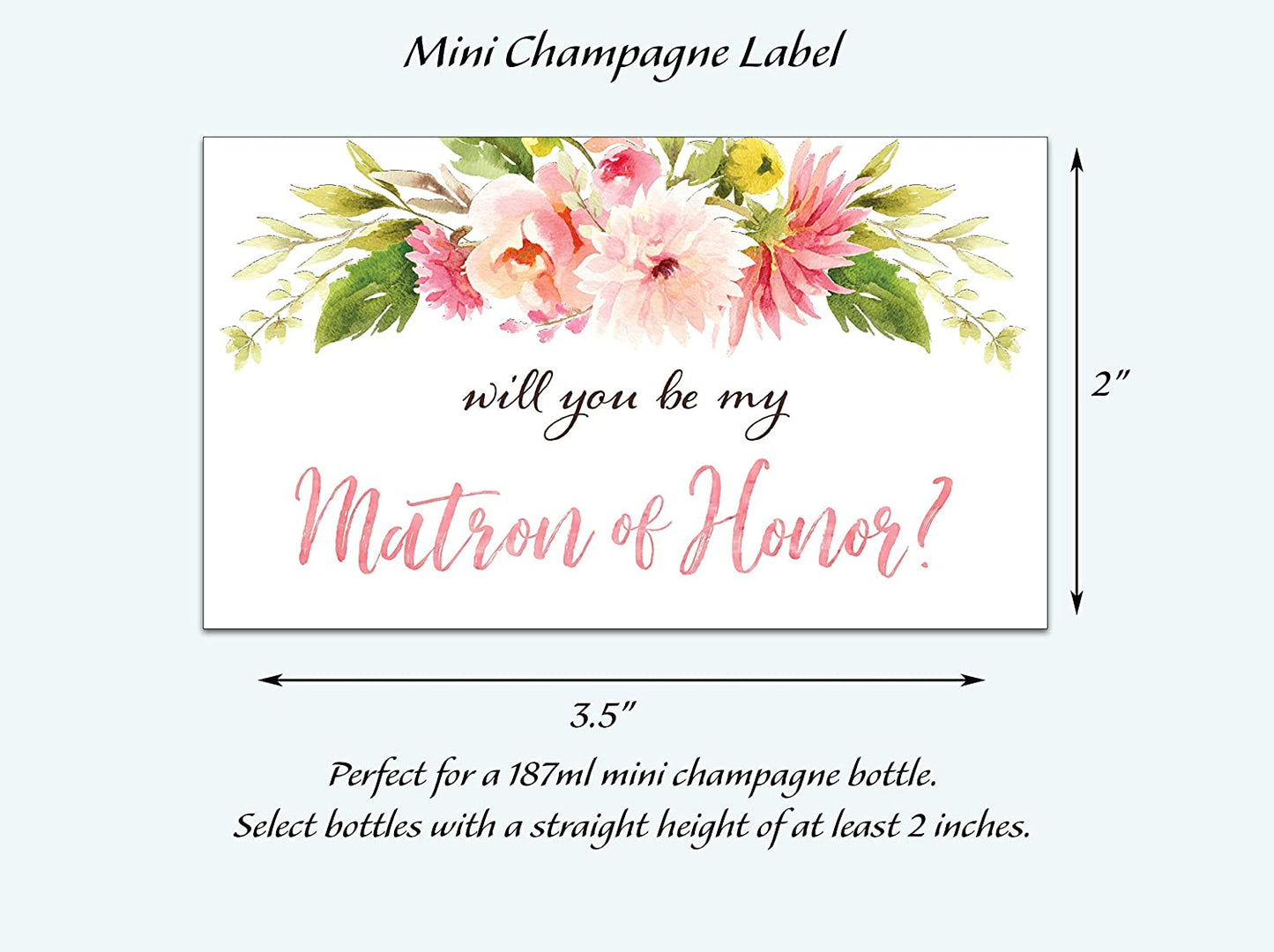 Will You Be My Bridesmaid Mini Champagne Labels • Bridesmaid Proposal, Maid / Matron of Honor Ask • SET of 10