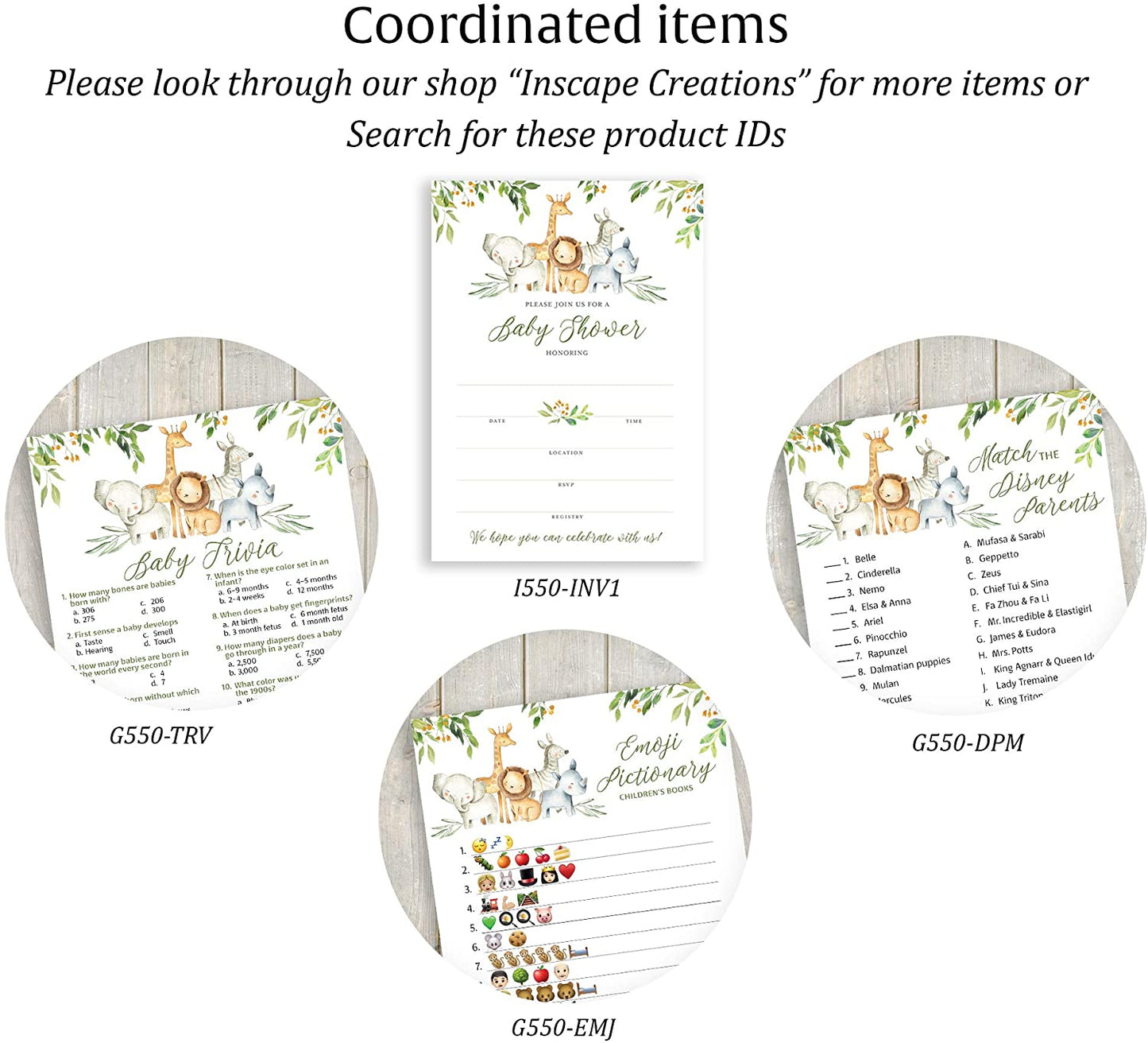 Safari Animals Baby Shower Invitations • SET of 25