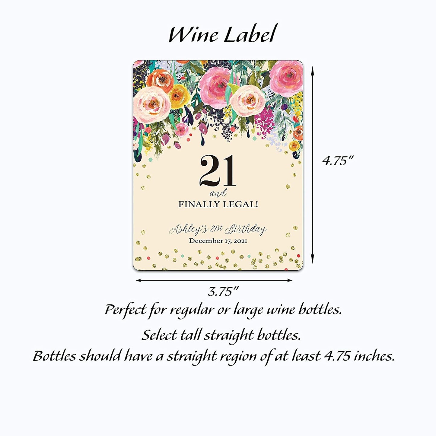 21st Birthday Wine Label • Twenty One and Finally Legal - PERSONALIZED Birthday Labels